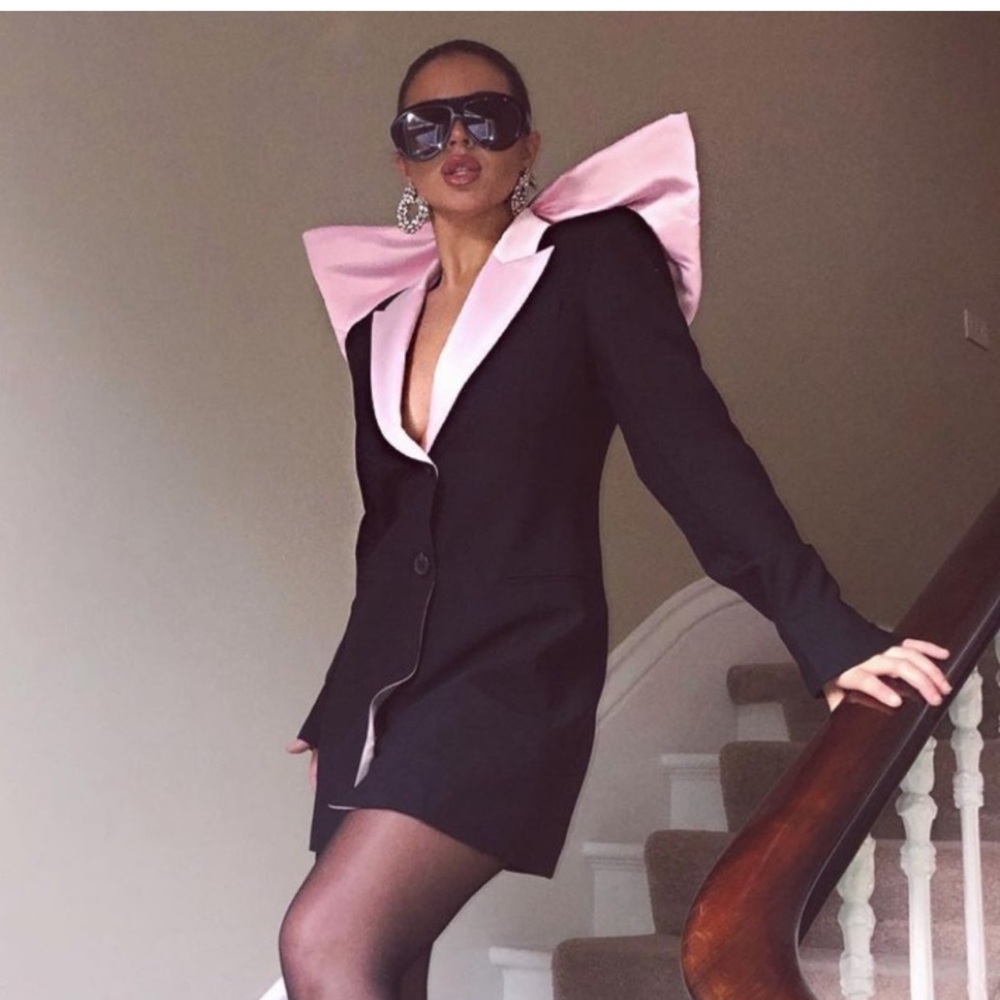 Zara bloggers fav pink bow Blazer dress, Limited edition, Size XS